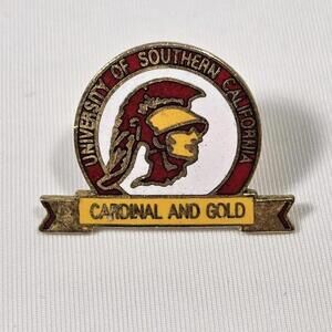 Vintage University of Southern California (USC) Cardinal and Gold Lapel Hat Pin